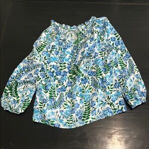 Talbots Blue and Green Floral Blouse